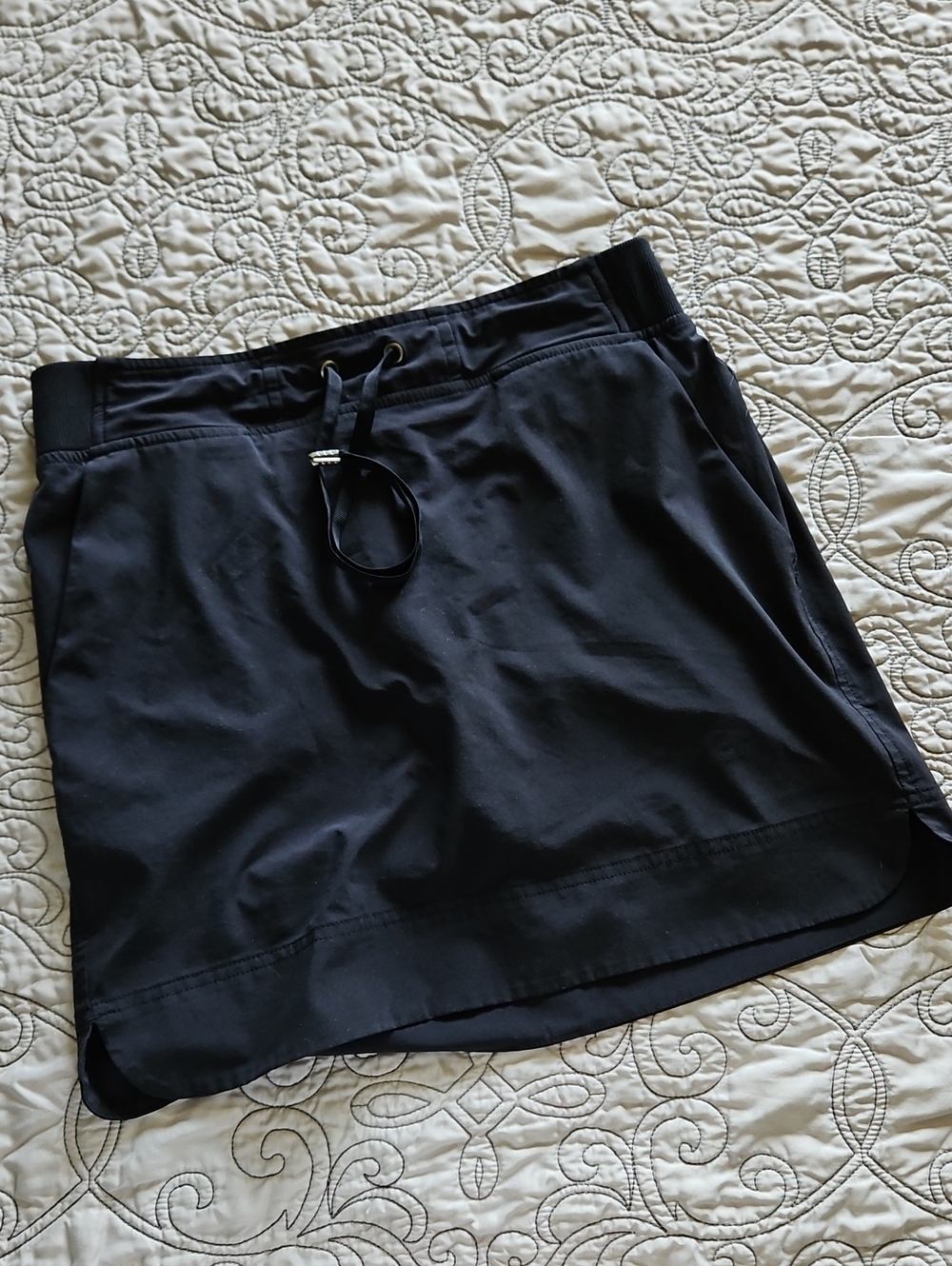 Athleta Black Drawstring Athletic Skort with Built-In Shorts